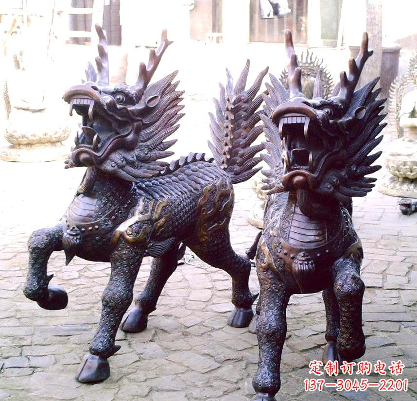 丽水精美纯铜麒麟雕塑