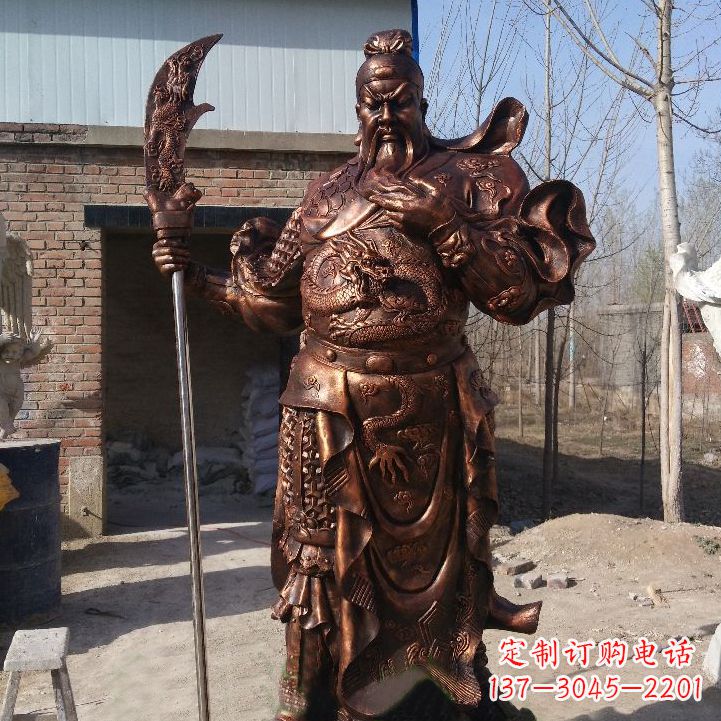 丽水铸造巍然屹立的关公雕像
