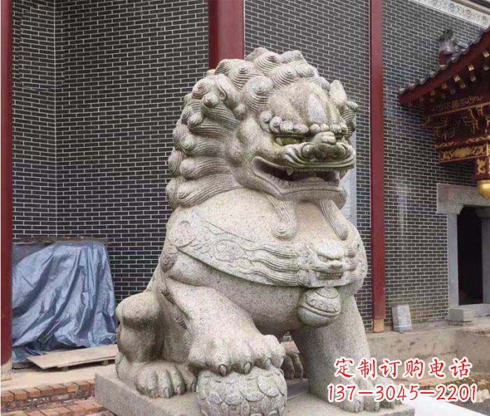 丽水大理石踩球狮子石雕