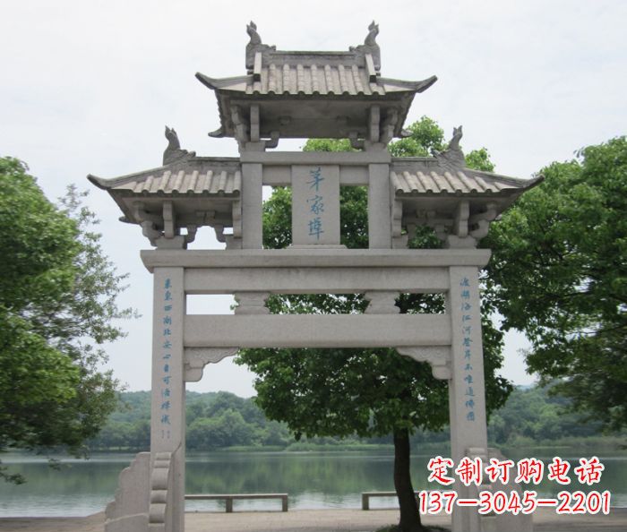 丽水大理石单门牌楼雕塑精美的艺术瑰宝