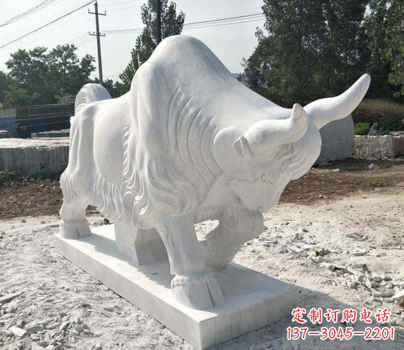丽水大理石动物奔牛雕塑