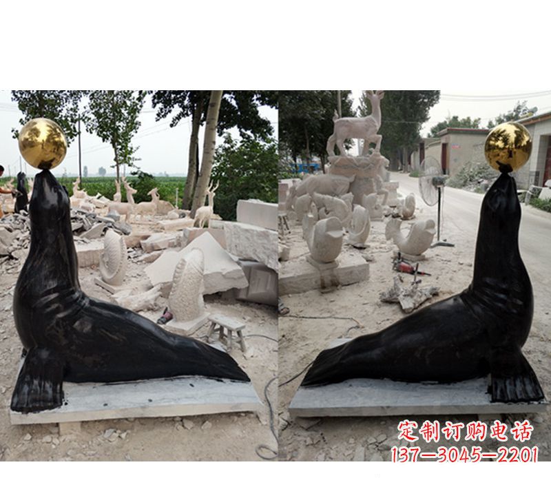 丽水大理石海豹雕塑