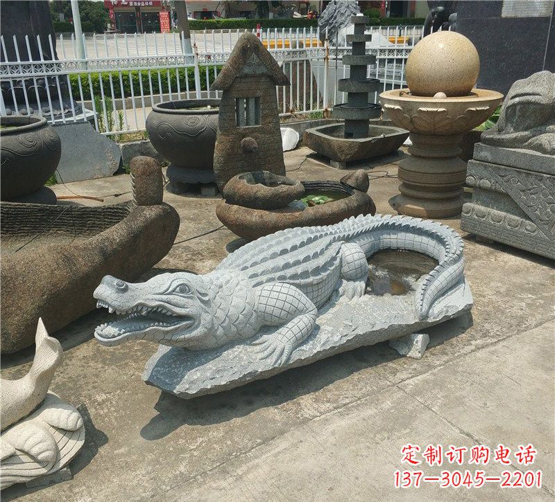 丽水动物雕塑大理石鳄鱼