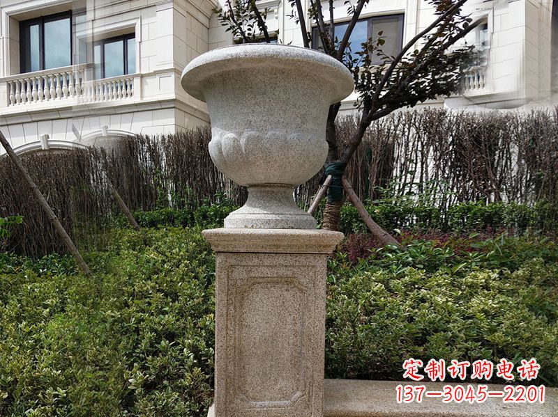 丽水大理石花钵小区花盆石雕艺术品