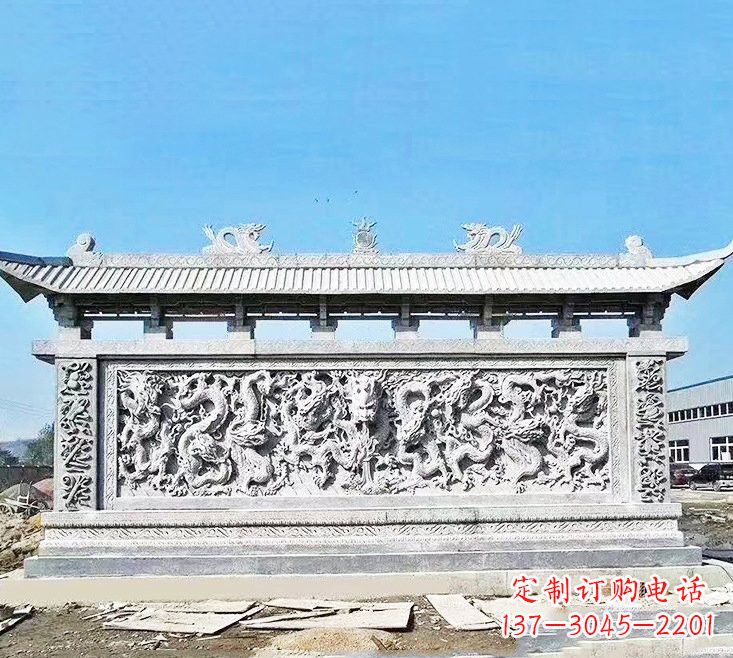 丽水精美大理石九龙壁雕塑