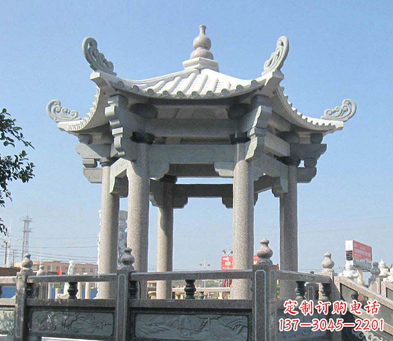 丽水大理石六角凉亭石雕,为您的家园带来浪漫情怀