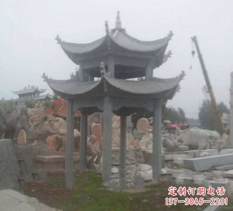 丽水大理石六角凉亭石雕,精美绝伦