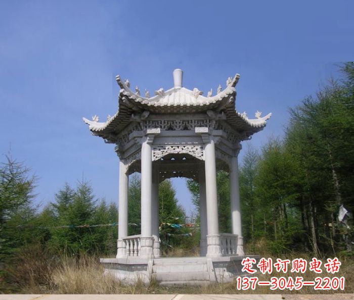 丽水精美大理石六角石凉亭雕塑