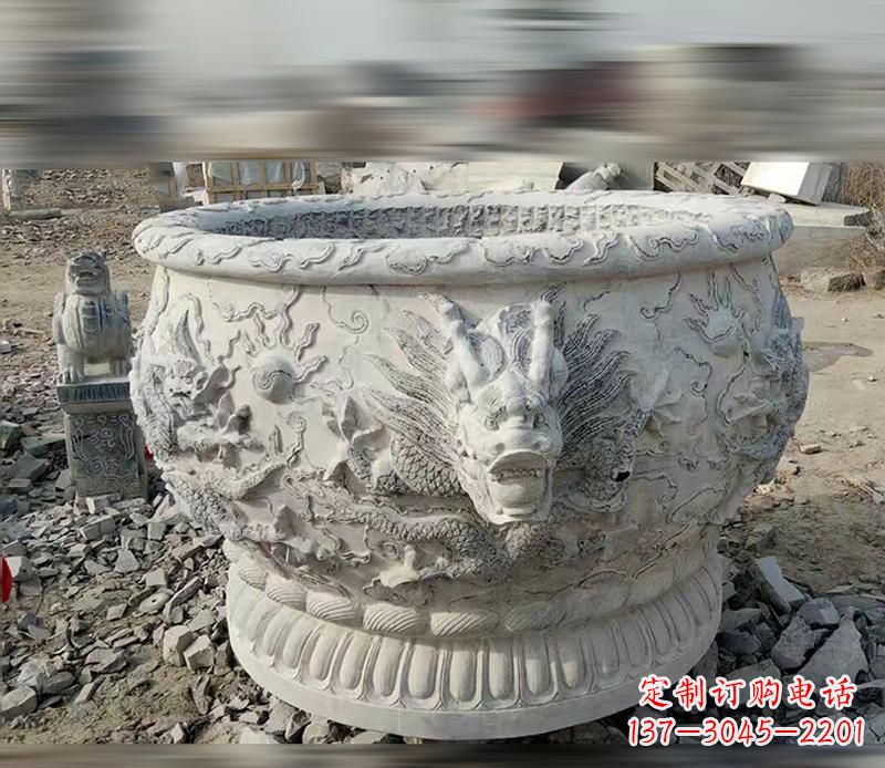 丽水大理石龙浮雕水缸精美精致,让您的家居生活更加有意义