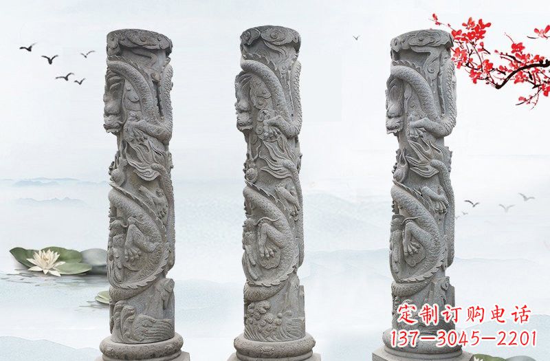 丽水精美大理石龙柱雕塑