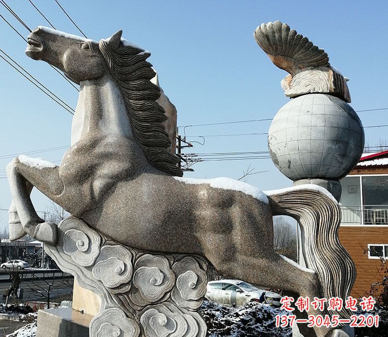 丽水大理石马踏祥云石雕