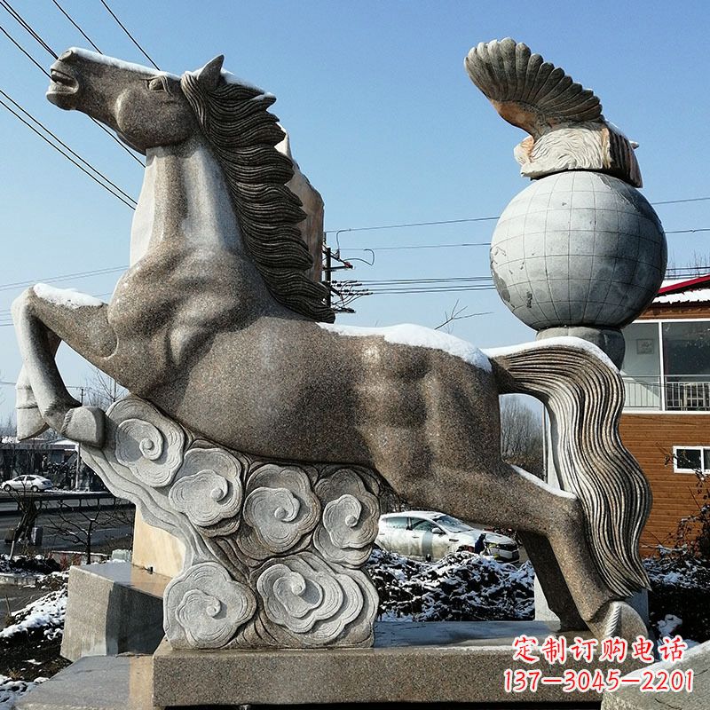 丽水大理石马踏祥云雕塑