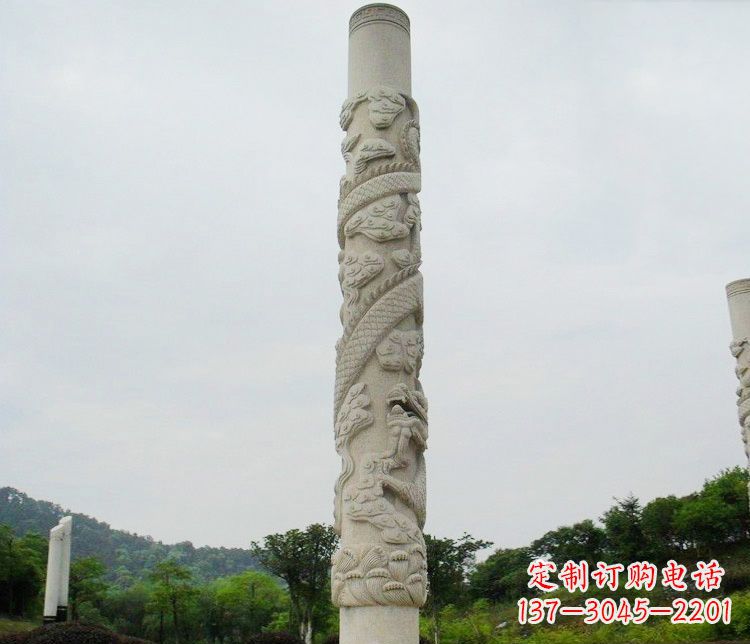 丽水大理石盘龙柱雕塑
