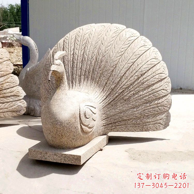丽水大理石喷水孔雀雕塑