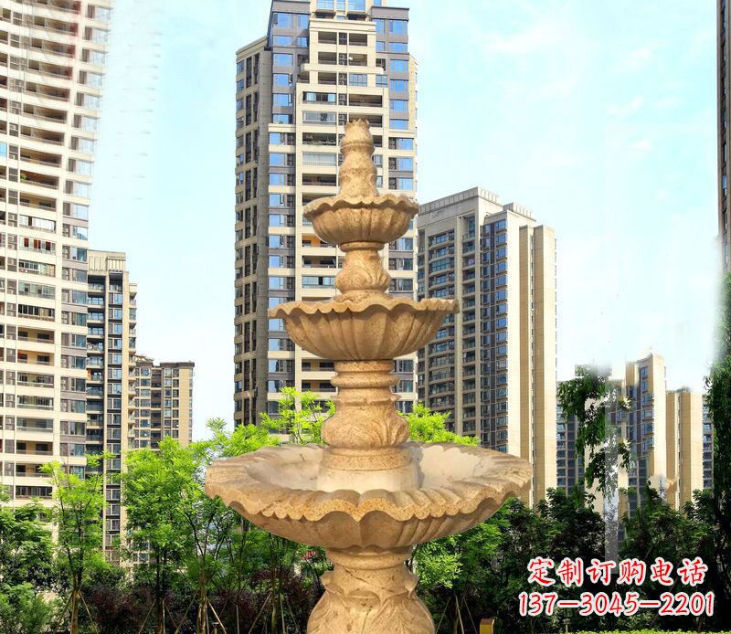 丽水大理石三层喷泉公园石雕 (2)