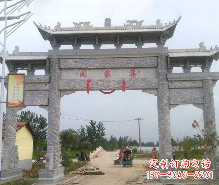 丽水精美大理石三门牌楼雕塑