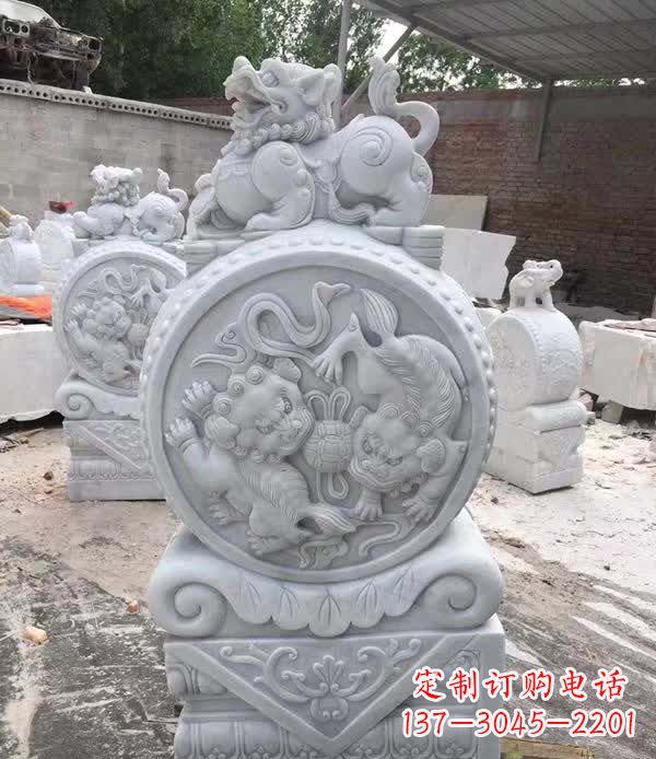 丽水大理石狮子抱鼓石雕塑