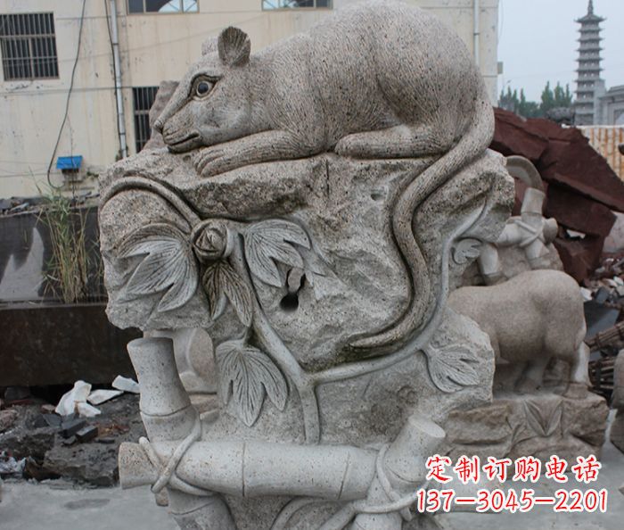 丽水大理石生肖鼠石雕