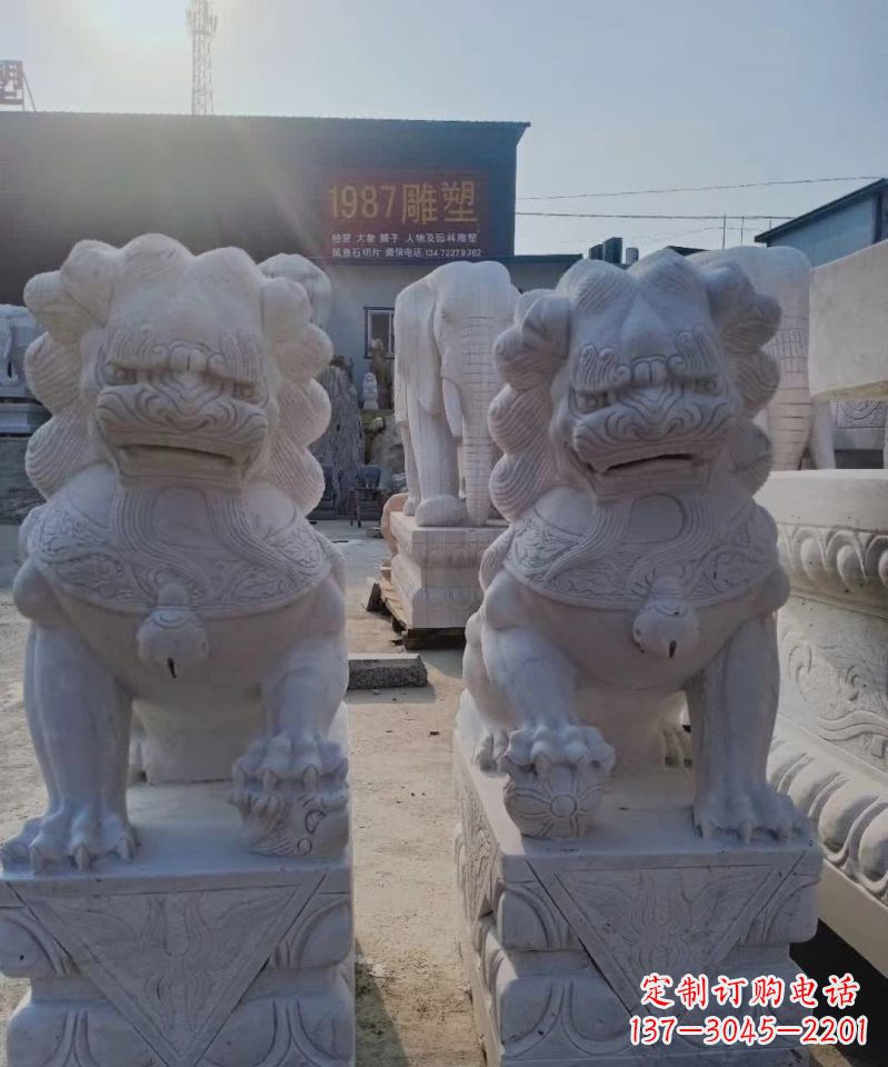 丽水大理石狮子雕塑,象征威严