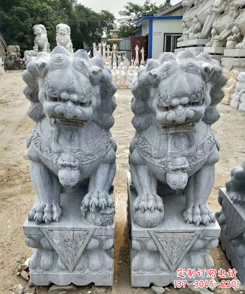 丽水传统工艺精雕大理石狮子石雕塑