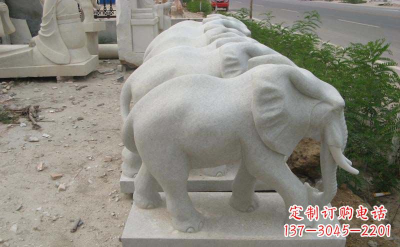 丽水大理石小象公园动物石雕