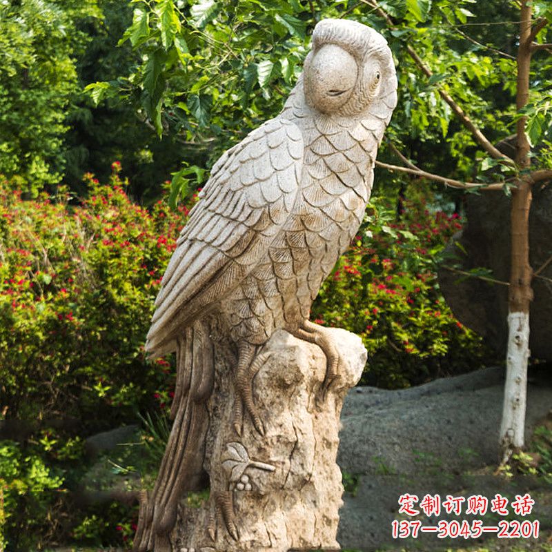 丽水大理石鹦鹉雕塑-公园院落动物雕塑摆件