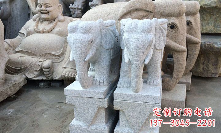 丽水大理石招财进宝门口大象石雕