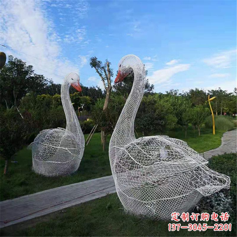 丽水梦幻般的大型网格天鹅景观动物雕塑