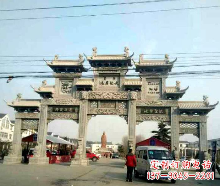 丽水大型五门石雕牌坊 (3)