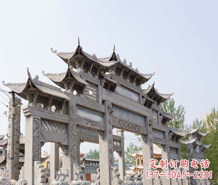 丽水特大型五门石雕牌楼