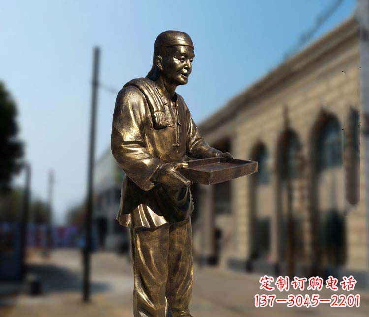 丽水古典神秘的店小二人物铜雕