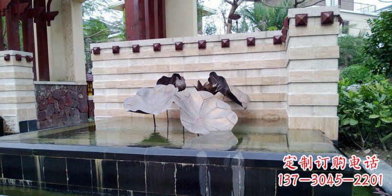 丽水锻铜荷花荷叶雕塑