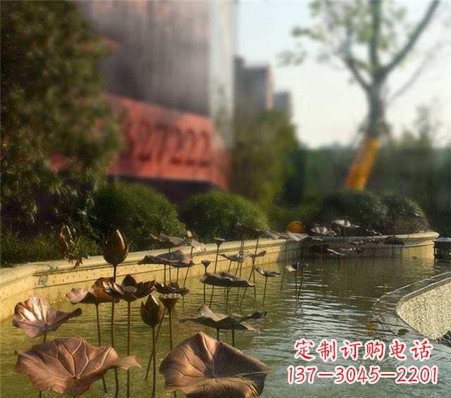 丽水荷叶风情传承——锻铜荷花荷叶小区景观雕塑