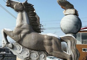 丽水大理石马踏祥云石雕