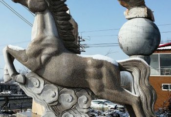 丽水大理石马踏祥云雕塑