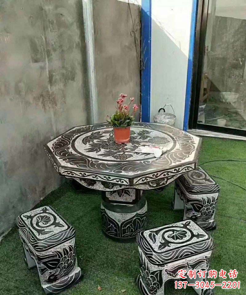 丽水多边形石头桌凳雕塑