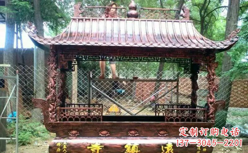 丽水方形寺庙香炉铜雕塑