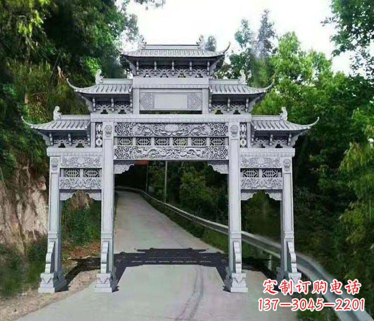 丽水仿古三门牌坊石雕
