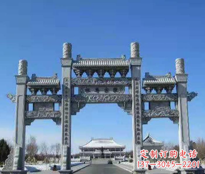 丽水仿古三门石牌坊 (2)
