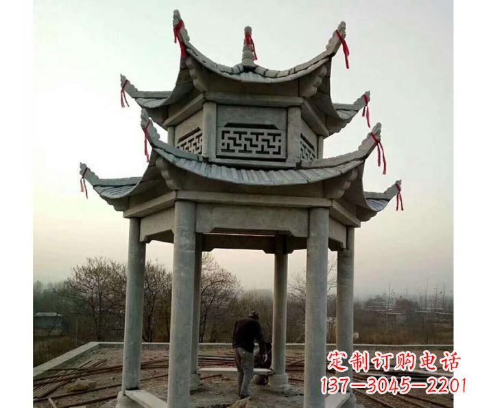 丽水仿古双层石雕凉亭