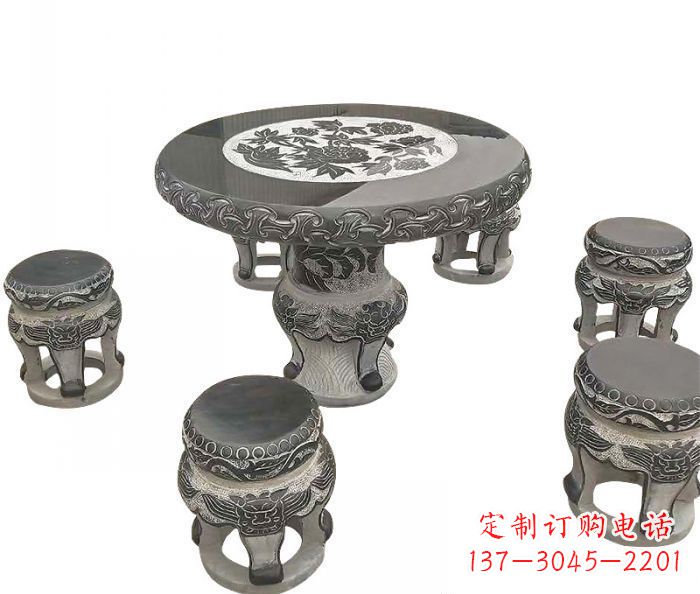 丽水仿古圆形石桌凳