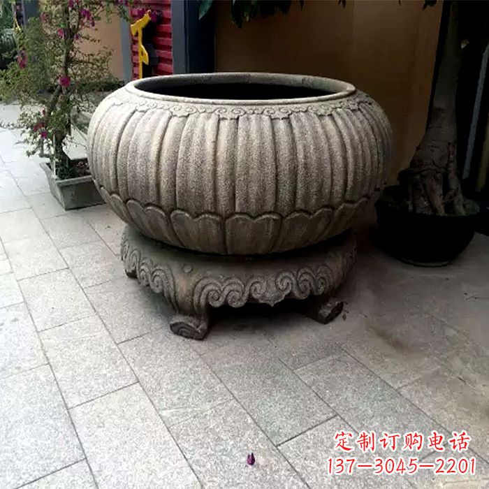 丽水精美仿古石雕花盆雕塑