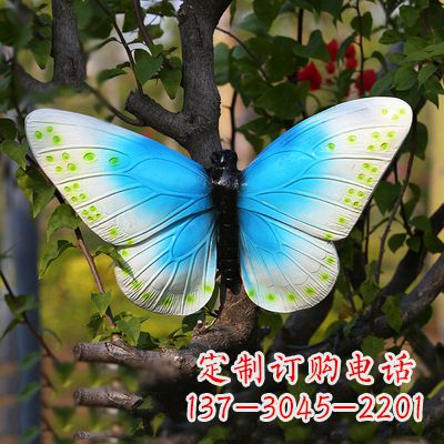 丽水精致风韵,蓝白蝴蝶雕塑