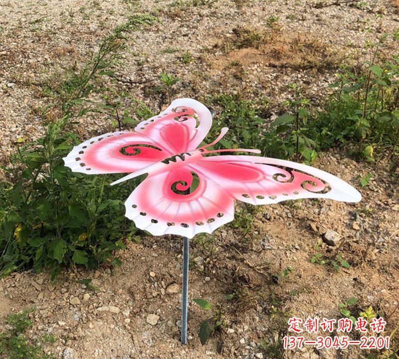 丽水粉红色不锈钢蝴蝶雕塑