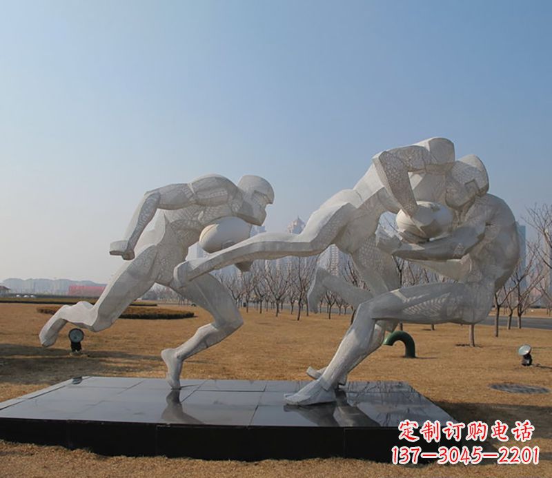 丽水不锈钢橄榄球体育雕塑