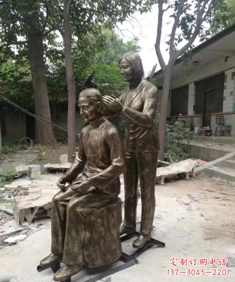丽水产品名称纪念母亲的梳头人物铜雕
