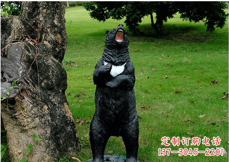 丽水公园风情玻璃钢仿真黑熊雕塑