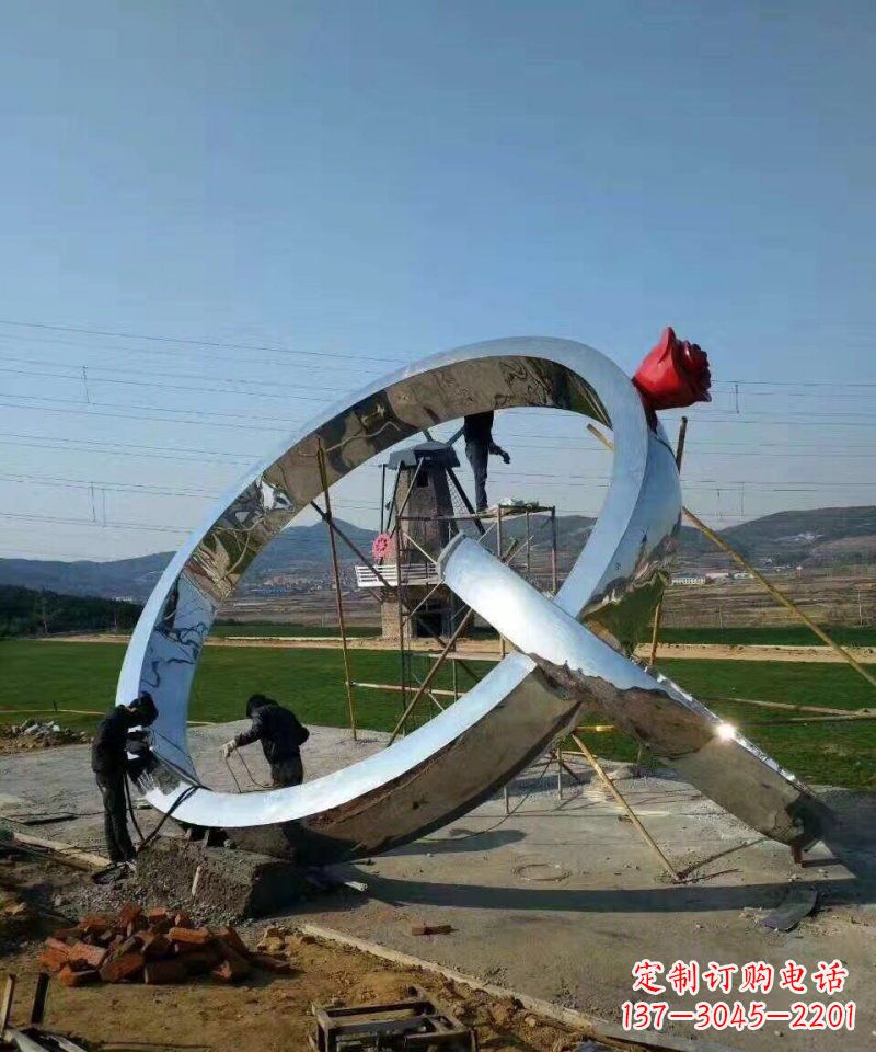 丽水精美不锈钢玫瑰景观雕塑