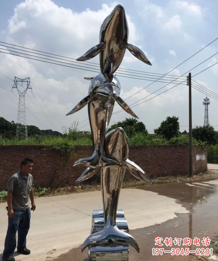 丽水不锈钢跳跃海豚雕塑