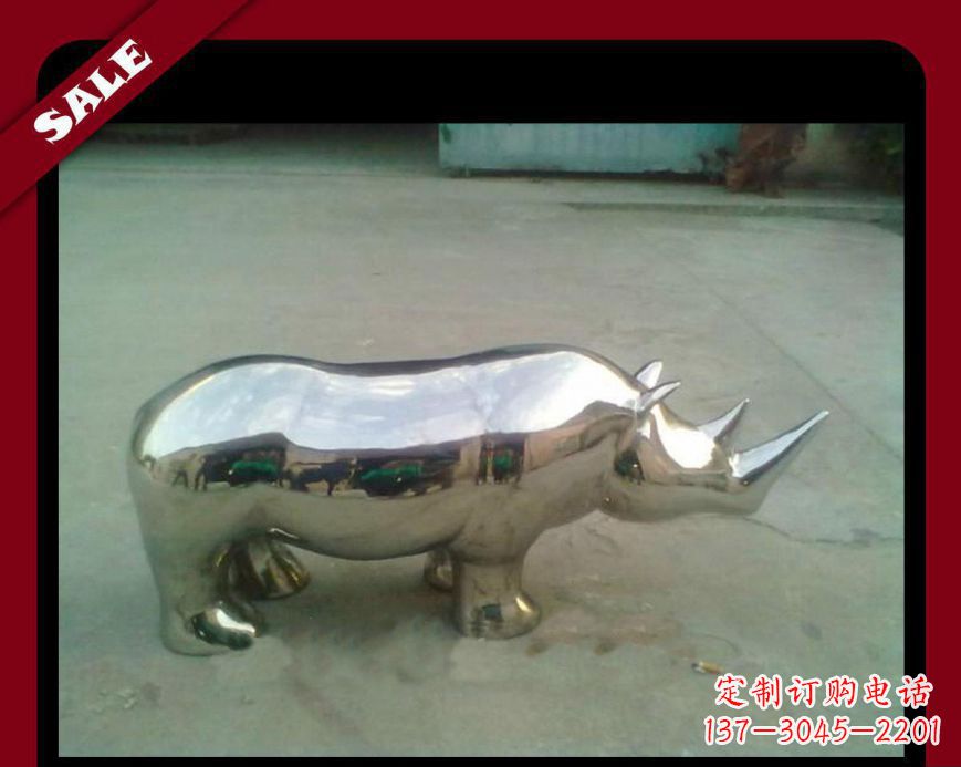 丽水犀牛不锈钢雕塑给公园更多抢眼的艺术景观